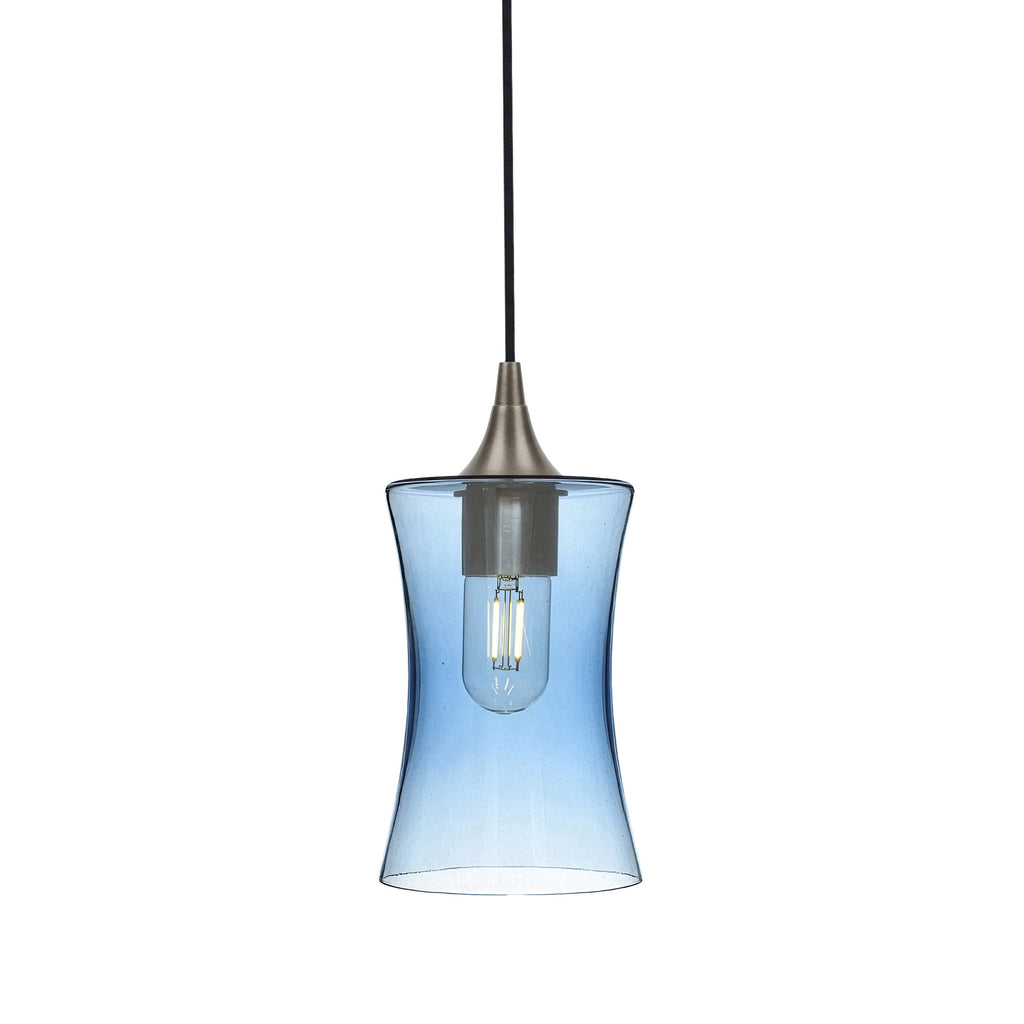 818 Single Pendant Light-Bicycle Glass Co-Antique Bronze - 4ft Cord-Lucent-Steel Blue-Bicycle Glass Co