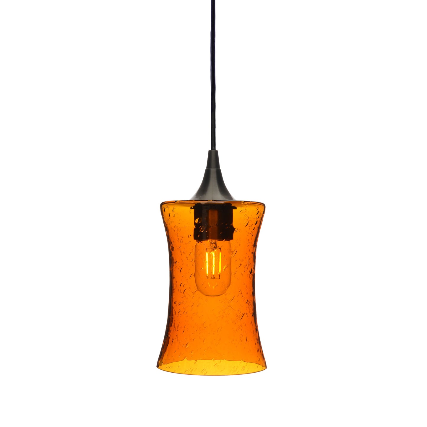 818 Single Pendant Light-Bicycle Glass Co-Antique Bronze - 4ft Cord-Lunar-Golden Amber-Bicycle Glass Co