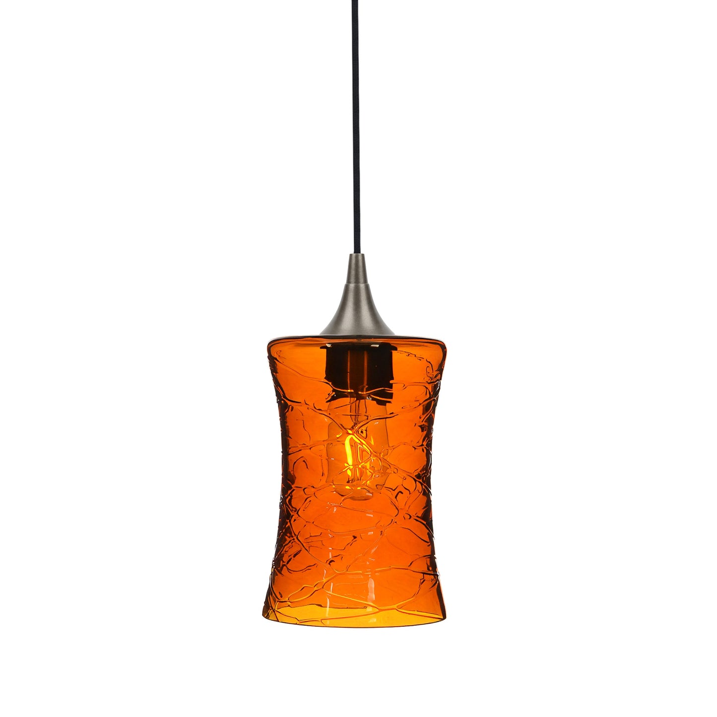 818 Single Pendant Light-Bicycle Glass Co-Antique Bronze - 4ft Cord-Spun-Golden Amber-Bicycle Glass Co