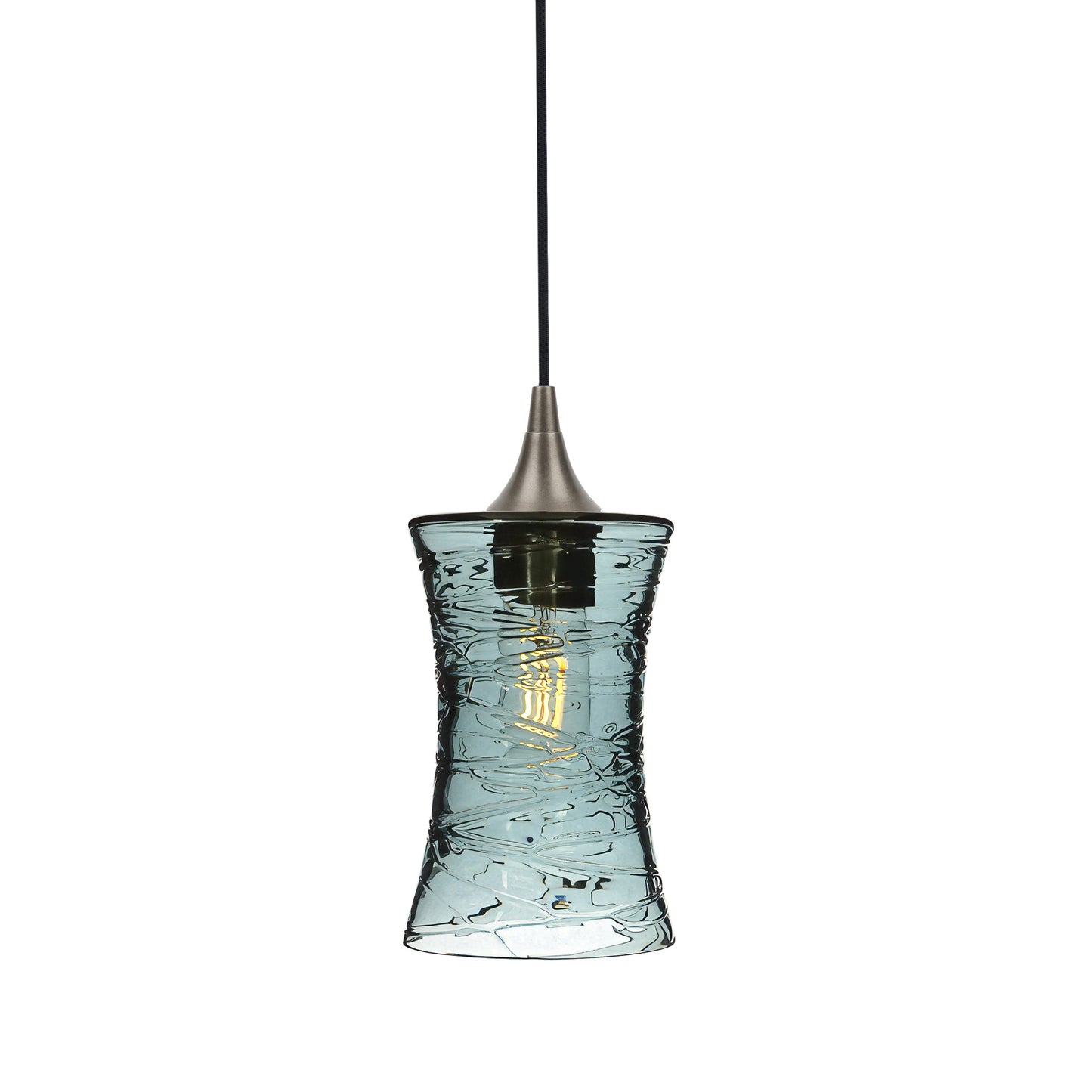 818 Single Pendant Light-Bicycle Glass Co-Antique Bronze - 4ft Cord-Spun-Slate Gray-Bicycle Glass Co