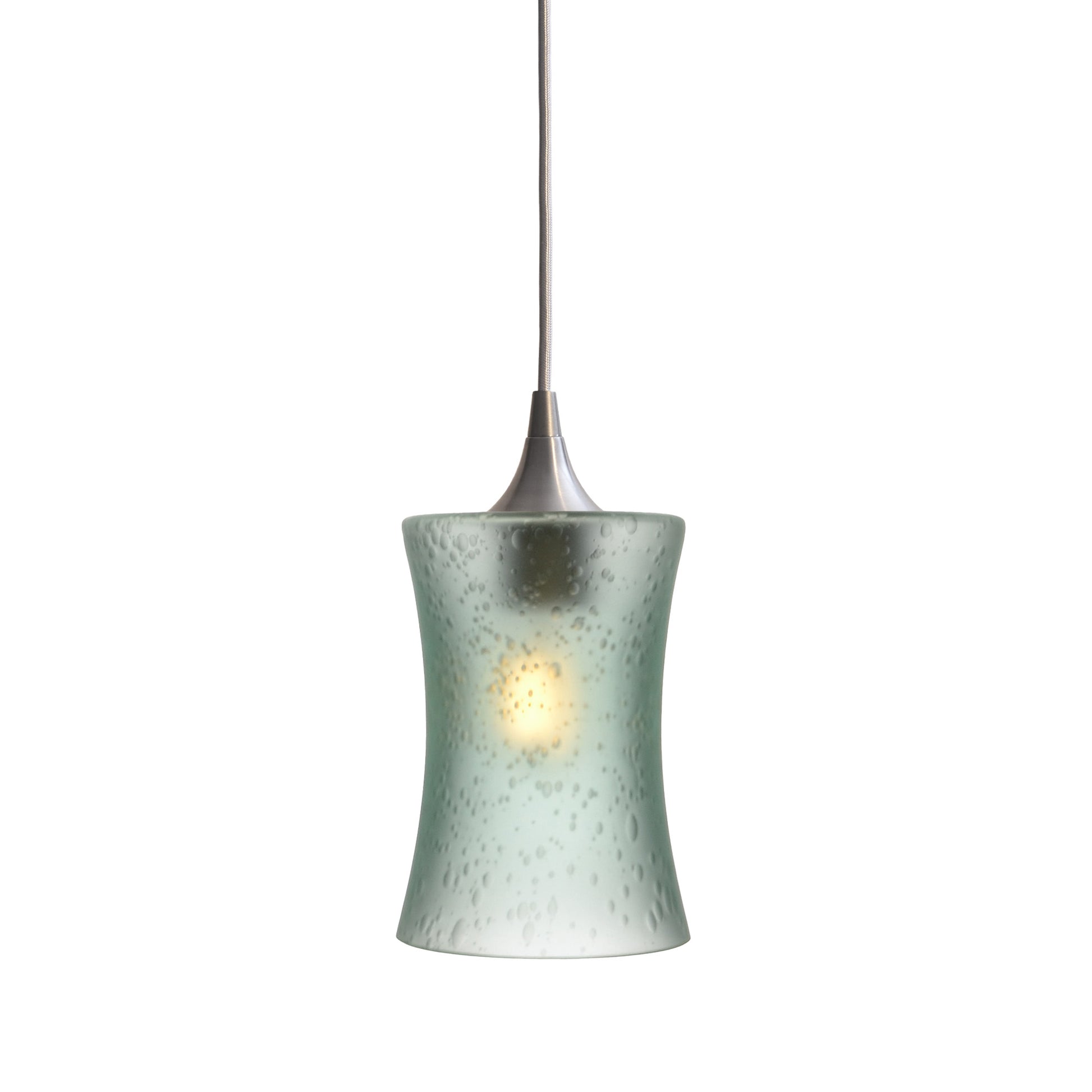 818 Single Pendant Light-Bicycle Glass Co-Brushed Nickel - 4ft Cord-Celestial-Eco Clear-Bicycle Glass Co