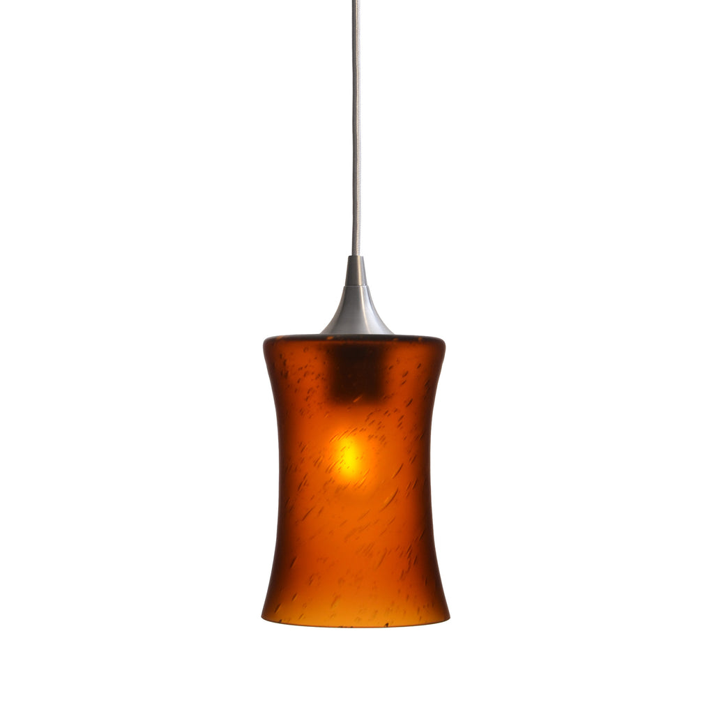 818 Single Pendant Light-Bicycle Glass Co-Brushed Nickel - 4ft Cord-Celestial-Golden Amber-Bicycle Glass Co
