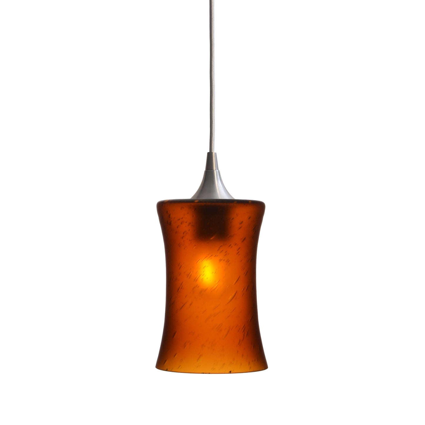 818 Single Pendant Light-Bicycle Glass Co-Brushed Nickel - 4ft Cord-Celestial-Golden Amber-Bicycle Glass Co