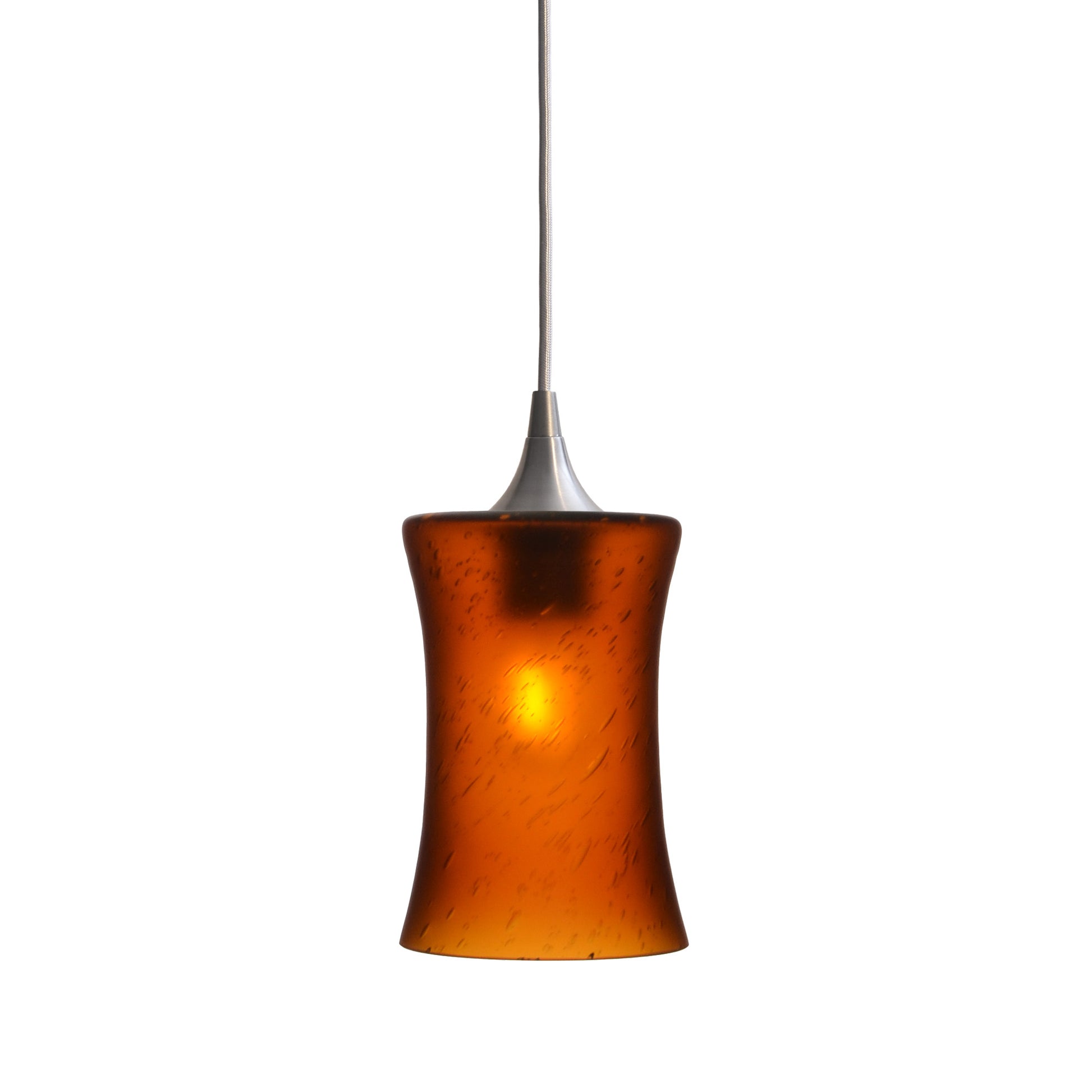 818 Single Pendant Light-Bicycle Glass Co-Brushed Nickel - 4ft Cord-Celestial-Golden Amber-Bicycle Glass Co