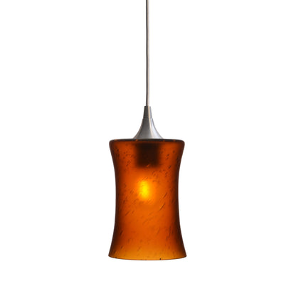 818 Single Pendant Light-Bicycle Glass Co-Brushed Nickel - 4ft Cord-Celestial-Golden Amber-Bicycle Glass Co