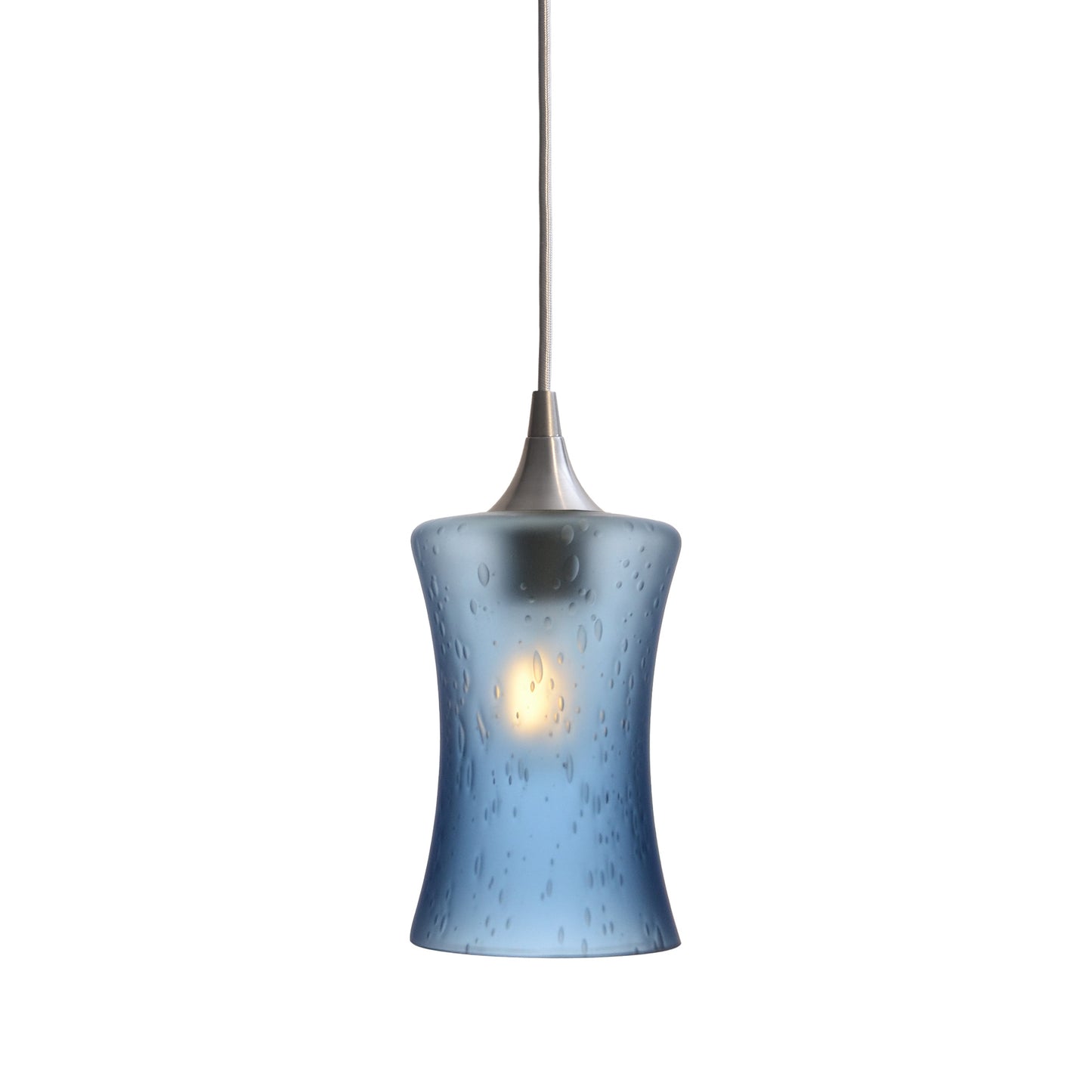 818 Single Pendant Light-Bicycle Glass Co-Brushed Nickel - 4ft Cord-Celestial-Steel Blue-Bicycle Glass Co