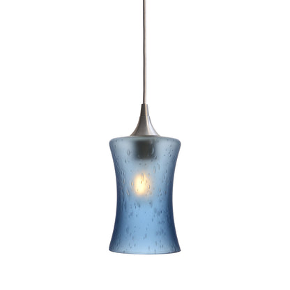 818 Single Pendant Light-Bicycle Glass Co-Brushed Nickel - 4ft Cord-Celestial-Steel Blue-Bicycle Glass Co