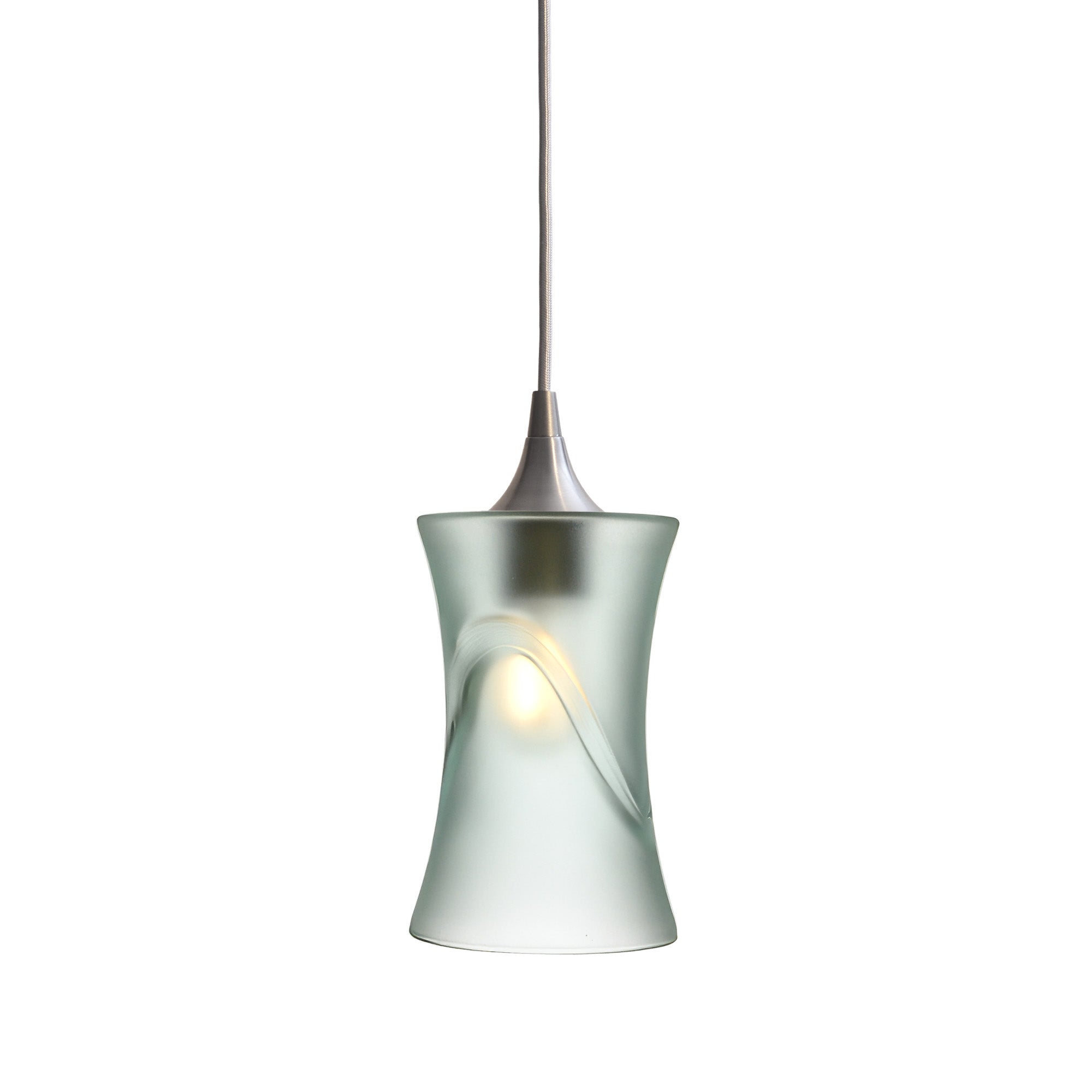 818 Single Pendant Light-Bicycle Glass Co-Brushed Nickel - 4ft Cord-Glacial-Eco Clear-Bicycle Glass Co