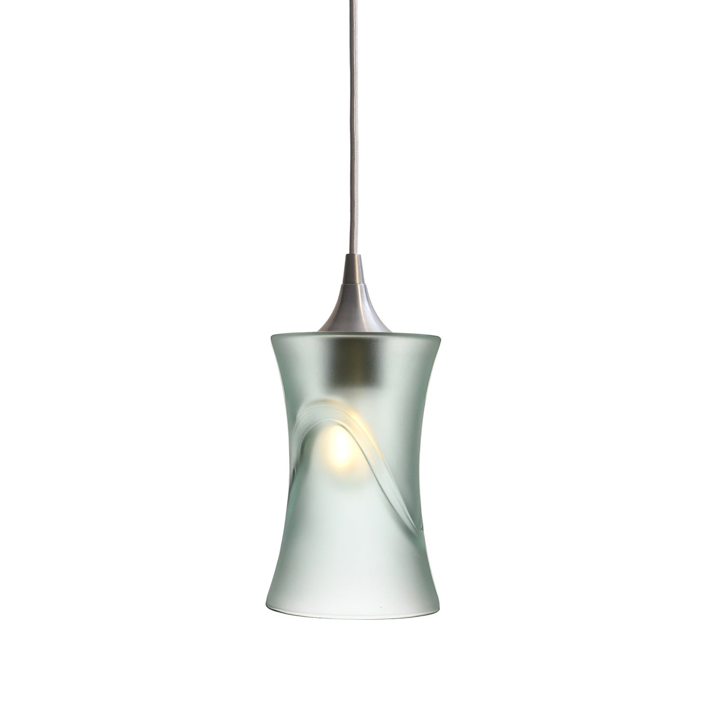 818 Single Pendant Light-Bicycle Glass Co-Brushed Nickel - 4ft Cord-Glacial-Eco Clear-Bicycle Glass Co