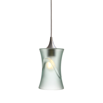 818 Single Pendant Light-Bicycle Glass Co-Brushed Nickel - 4ft Cord-Glacial-Eco Clear-Bicycle Glass Co