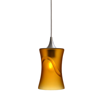 818 Single Pendant Light-Bicycle Glass Co-Brushed Nickel - 4ft Cord-Glacial-Golden Amber-Bicycle Glass Co