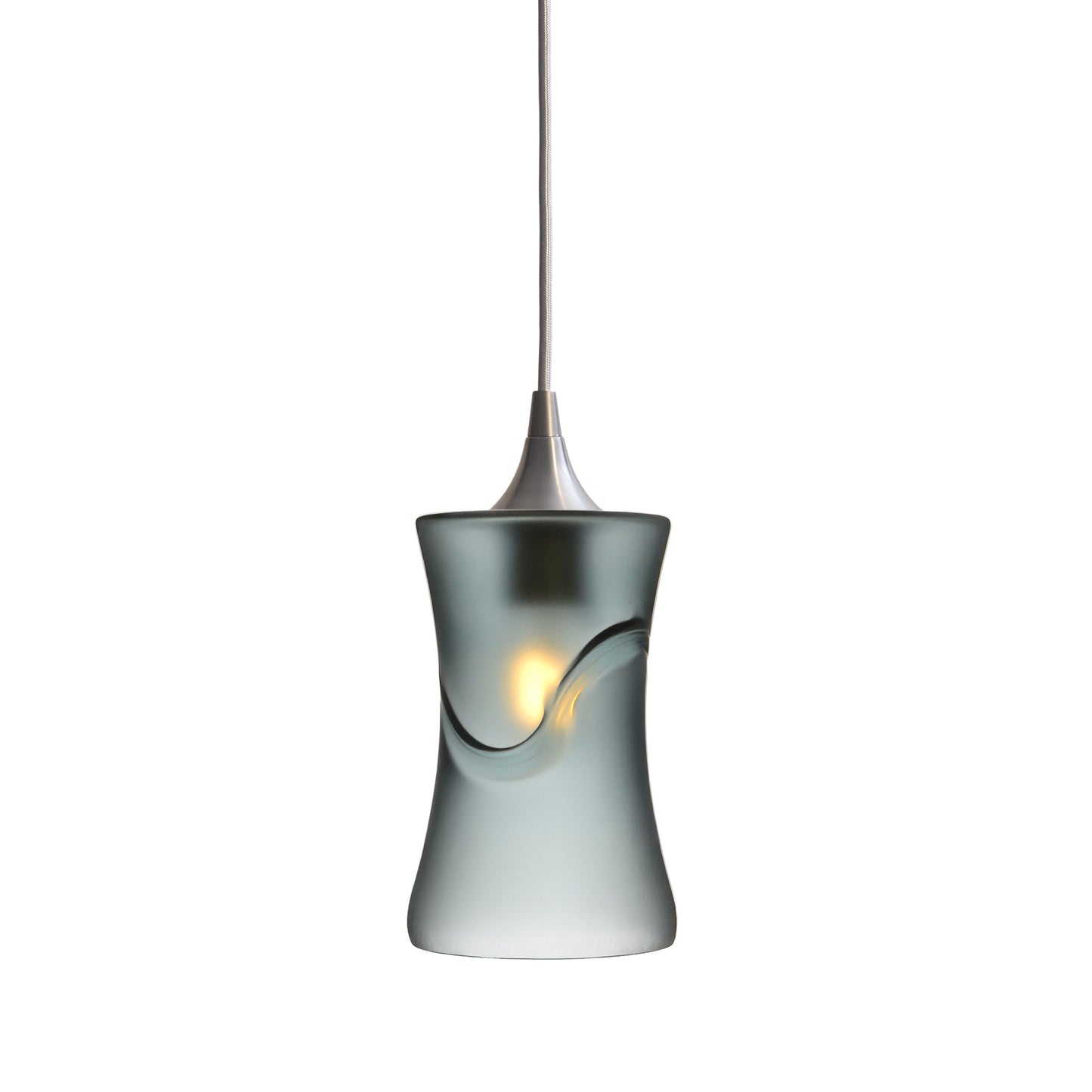818 Single Pendant Light-Bicycle Glass Co-Brushed Nickel - 4ft Cord-Glacial-Slate Gray-Bicycle Glass Co