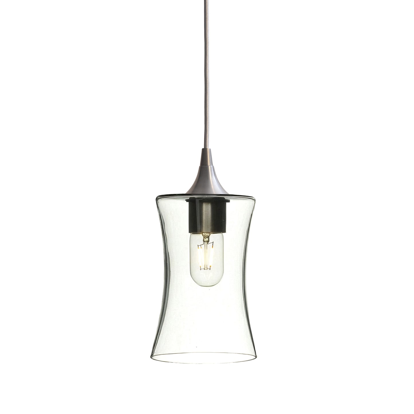 818 Single Pendant Light-Bicycle Glass Co-Brushed Nickel - 4ft Cord-Lucent-Eco Clear-Bicycle Glass Co