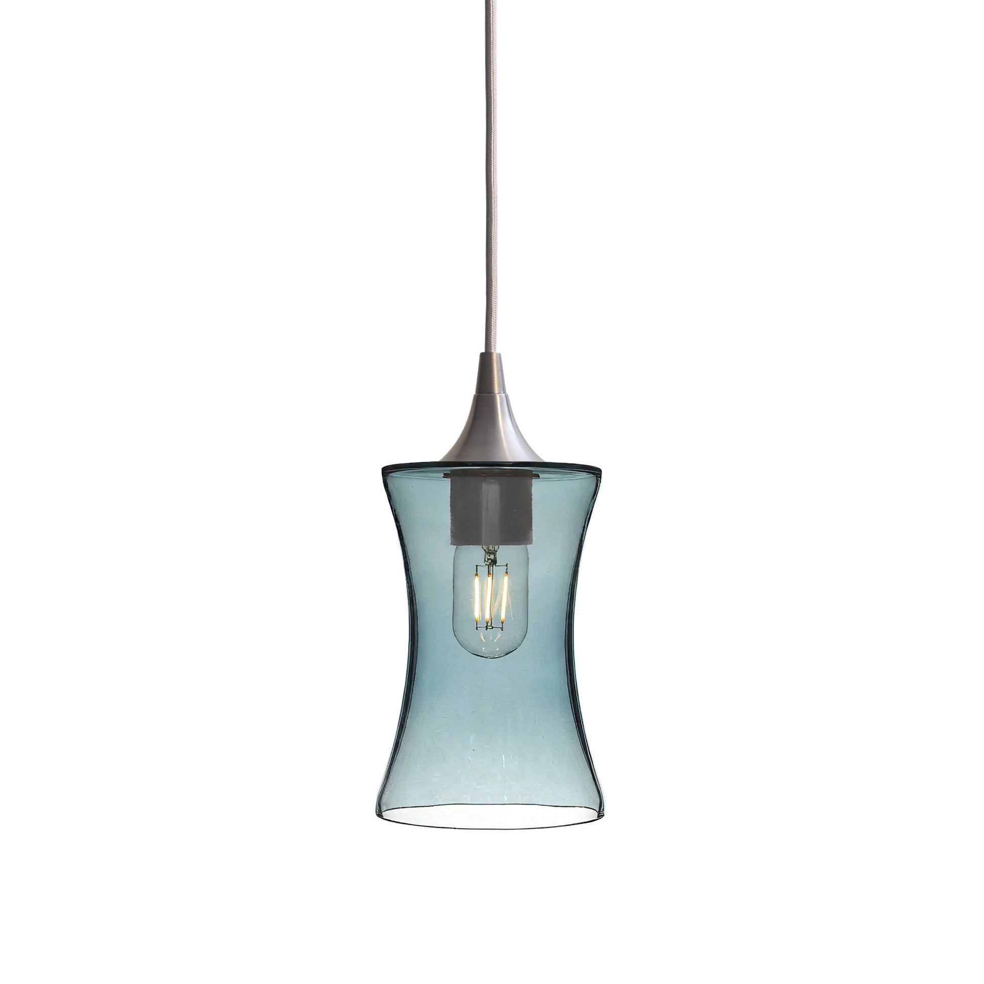 818 Single Pendant Light-Bicycle Glass Co-Brushed Nickel - 4ft Cord-Lucent-Slate Gray-Bicycle Glass Co