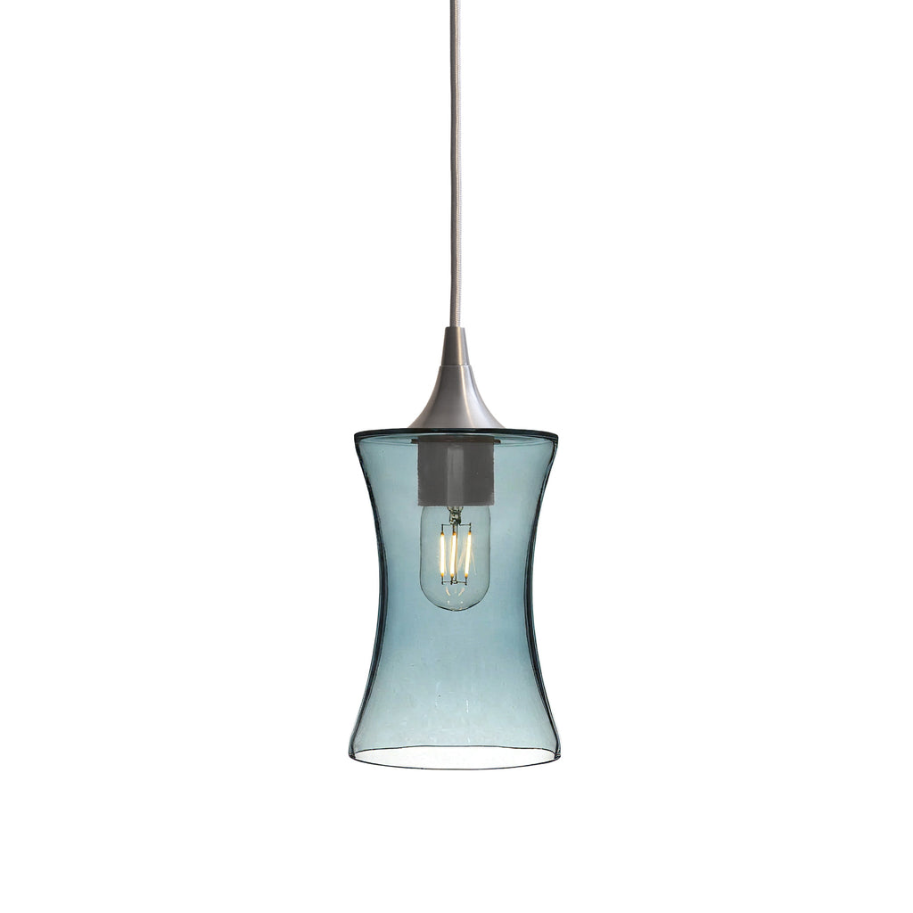 818 Single Pendant Light-Bicycle Glass Co-Brushed Nickel - 4ft Cord-Lucent-Slate Gray-Bicycle Glass Co