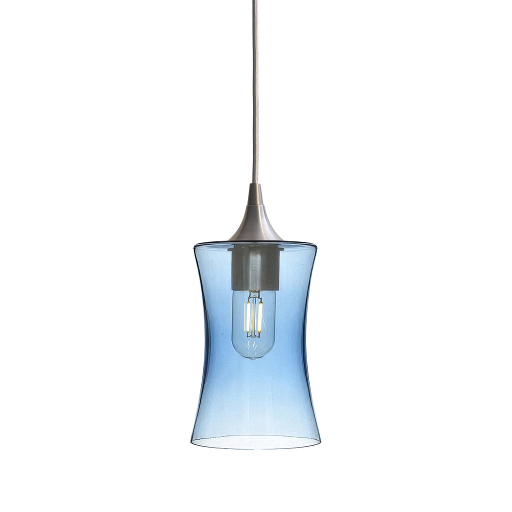 818 Single Pendant Light-Bicycle Glass Co-Brushed Nickel - 4ft Cord-Lucent-Steel Blue-Bicycle Glass Co