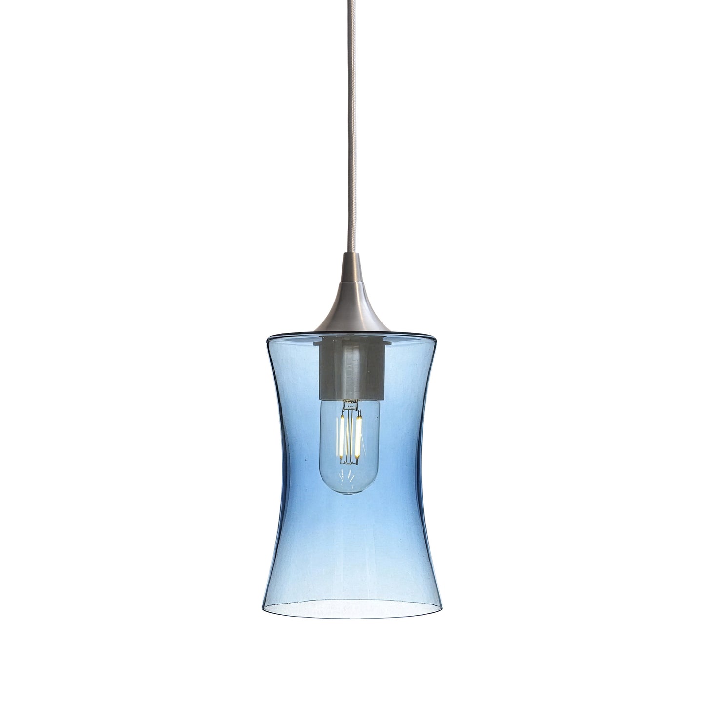 818 Single Pendant Light-Bicycle Glass Co-Brushed Nickel - 4ft Cord-Lucent-Steel Blue-Bicycle Glass Co