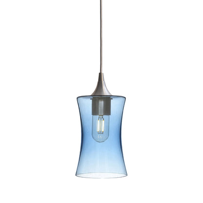818 Single Pendant Light-Bicycle Glass Co-Brushed Nickel - 4ft Cord-Lucent-Steel Blue-Bicycle Glass Co