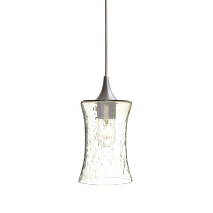 818 Single Pendant Light-Bicycle Glass Co-Brushed Nickel - 4ft Cord-Lunar-Eco Clear-Bicycle Glass Co