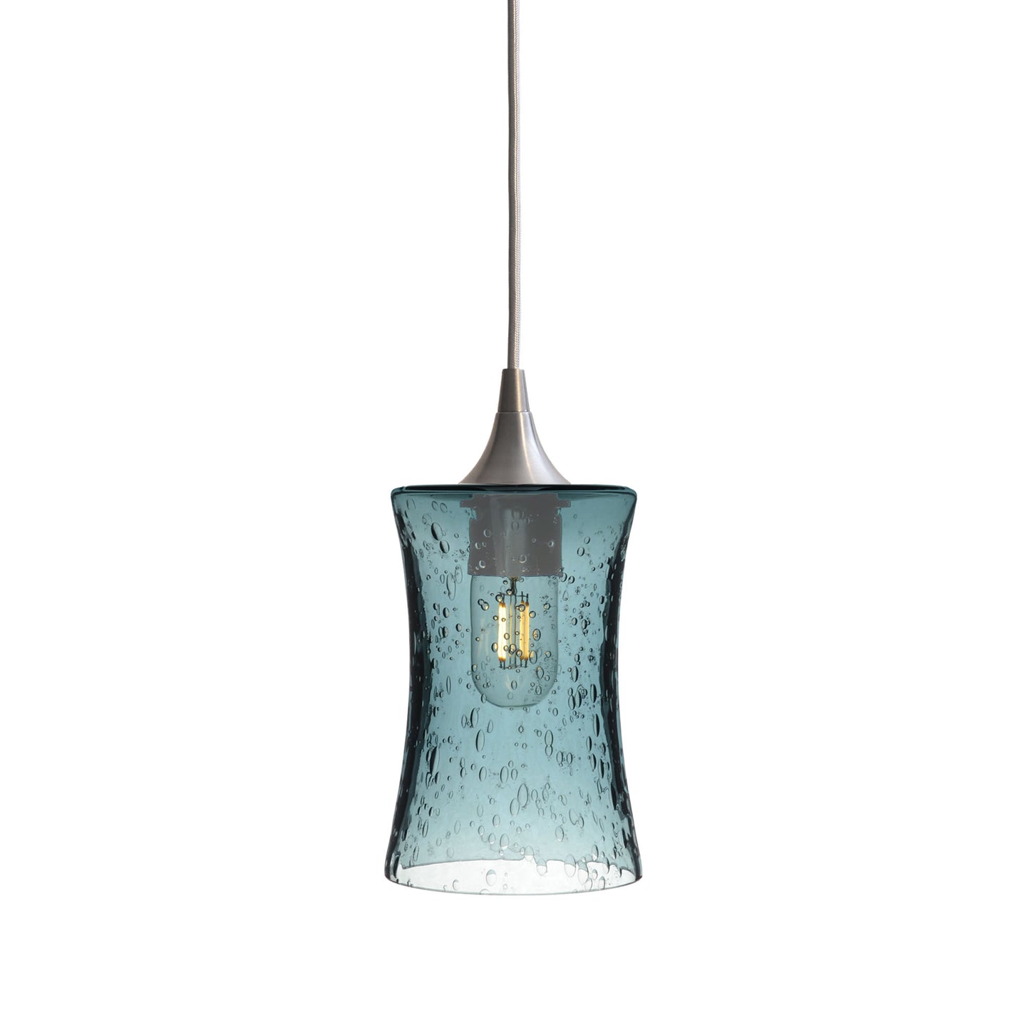 818 Single Pendant Light-Bicycle Glass Co-Brushed Nickel - 4ft Cord-Lunar-Slate Gray-Bicycle Glass Co