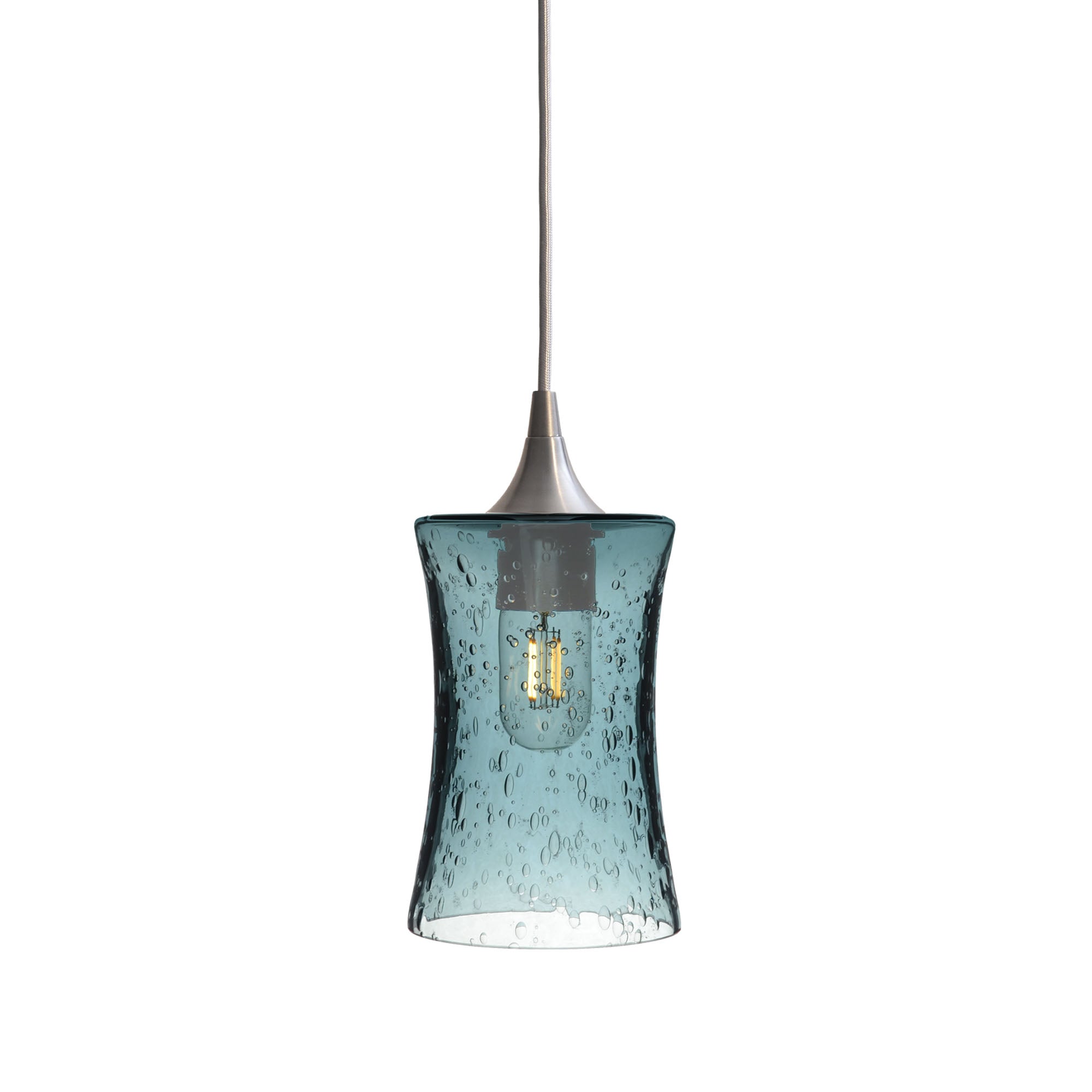 818 Single Pendant Light-Bicycle Glass Co-Brushed Nickel - 4ft Cord-Lunar-Slate Gray-Bicycle Glass Co