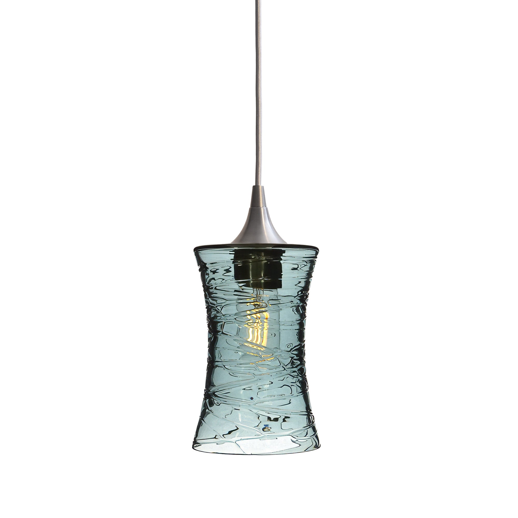 818 Single Pendant Light-Bicycle Glass Co-Brushed Nickel - 4ft Cord-Spun-Slate Gray-Bicycle Glass Co