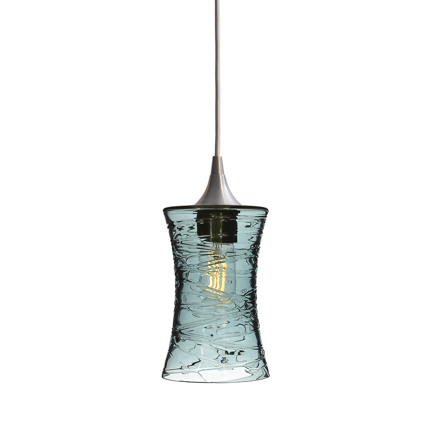 818 Single Pendant Light-Bicycle Glass Co-Brushed Nickel - 4ft Cord-Spun-Slate Gray-Bicycle Glass Co