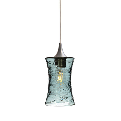 818 Single Pendant Light-Bicycle Glass Co-Brushed Nickel - 4ft Cord-Spun-Slate Gray-Bicycle Glass Co