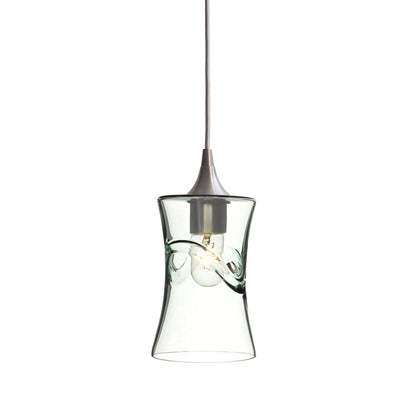 818 Single Pendant Light-Bicycle Glass Co-Brushed Nickel - 4ft Cord-Swell-Eco Clear-Bicycle Glass Co