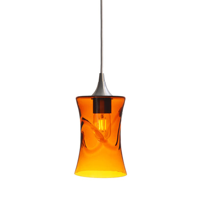 818 Single Pendant Light-Bicycle Glass Co-Brushed Nickel - 4ft Cord-Swell-Golden Amber-Bicycle Glass Co