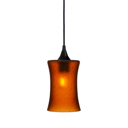 818 Single Pendant Light-Bicycle Glass Co-Matte Black - 4ft Cord-Celestial-Golden Amber-Bicycle Glass Co