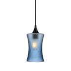 818 Single Pendant Light-Bicycle Glass Co-Matte Black - 4ft Cord-Celestial-Steel Blue-Bicycle Glass Co