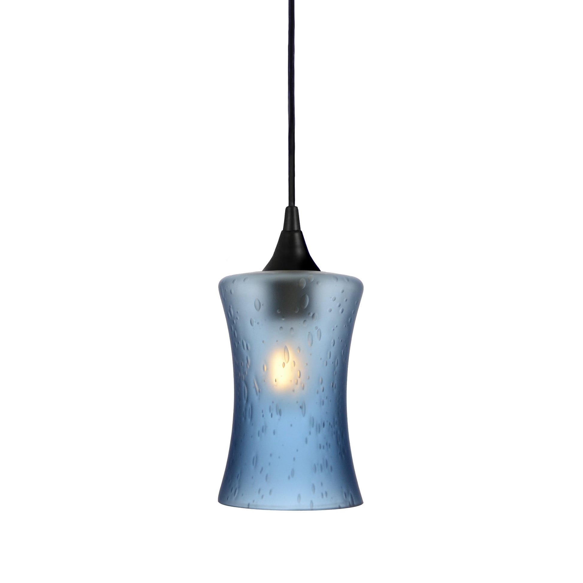 818 Single Pendant Light-Bicycle Glass Co-Matte Black - 4ft Cord-Celestial-Steel Blue-Bicycle Glass Co