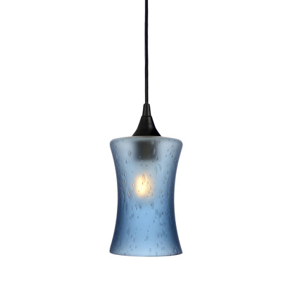 818 Single Pendant Light-Bicycle Glass Co-Matte Black - 4ft Cord-Celestial-Steel Blue-Bicycle Glass Co