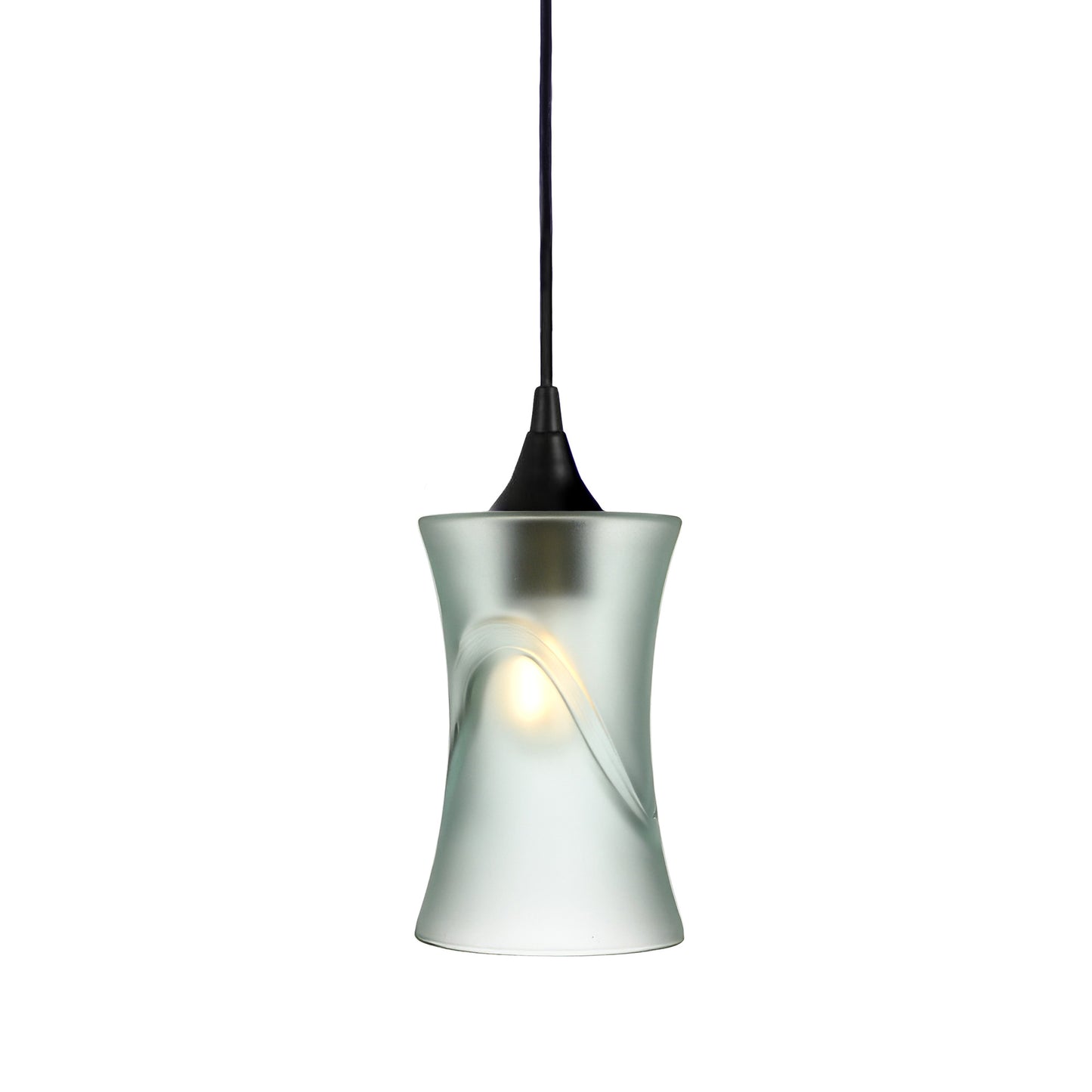 818 Single Pendant Light-Bicycle Glass Co-Matte Black - 4ft Cord-Glacial-Eco Clear-Bicycle Glass Co
