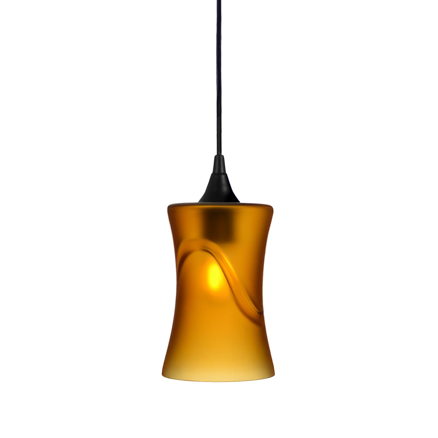 818 Single Pendant Light-Bicycle Glass Co-Matte Black - 4ft Cord-Glacial-Golden Amber-Bicycle Glass Co