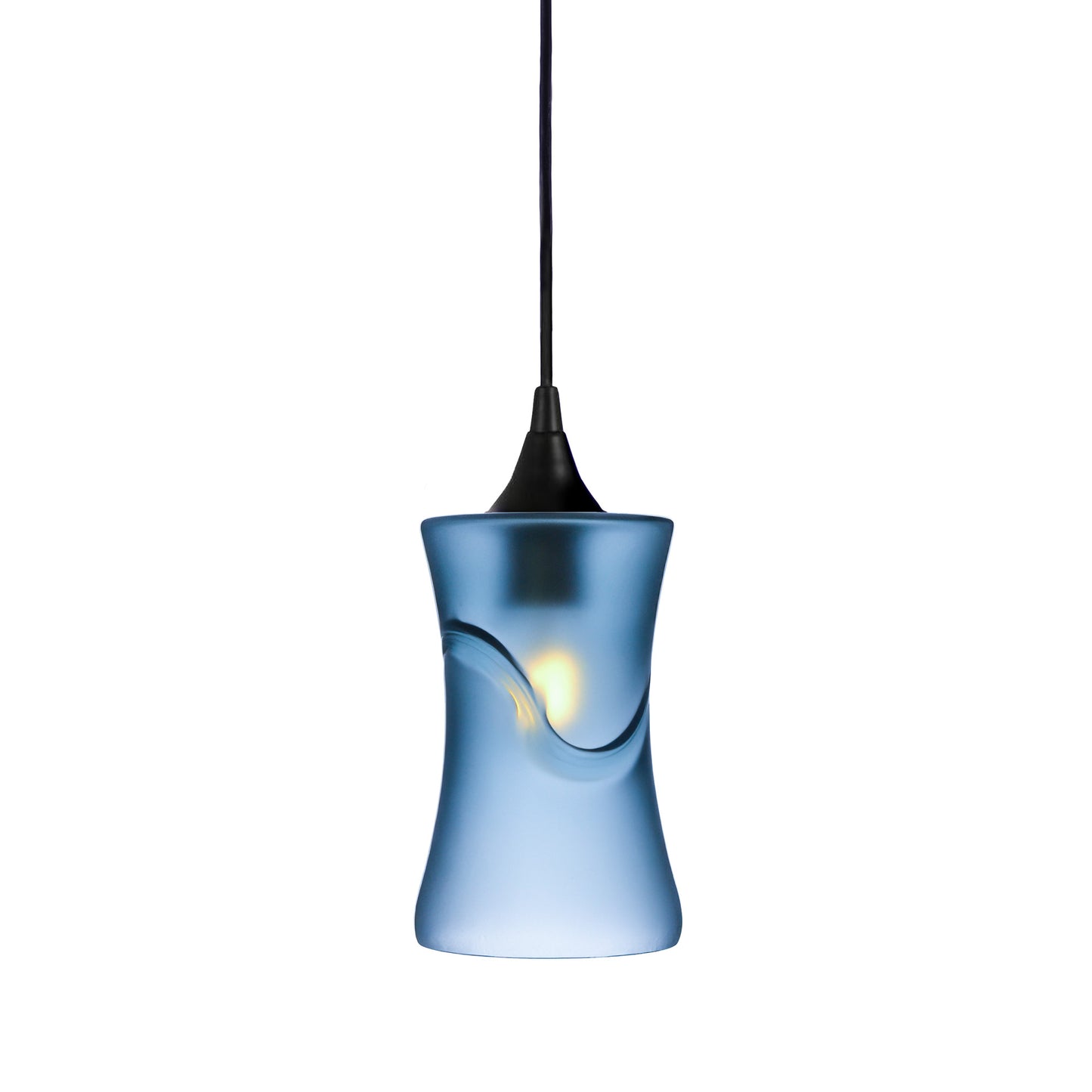 818 Single Pendant Light-Bicycle Glass Co-Matte Black - 4ft Cord-Glacial-Steel Blue-Bicycle Glass Co