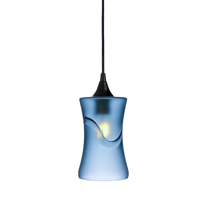 818 Single Pendant Light-Bicycle Glass Co-Matte Black - 4ft Cord-Glacial-Steel Blue-Bicycle Glass Co