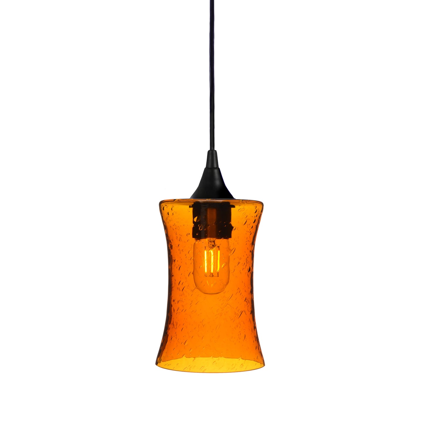 818 Single Pendant Light-Bicycle Glass Co-Matte Black 15ft Cord + Track Mount-Lunar-Golden Amber-Bicycle Glass Co