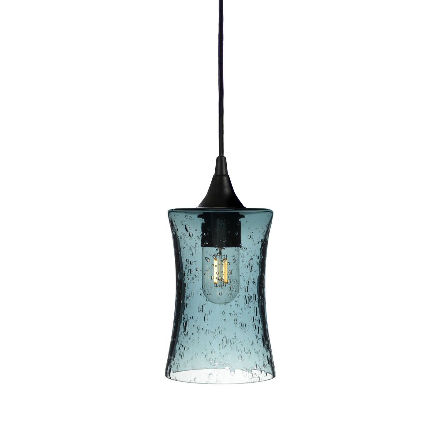 818 Single Pendant Light-Bicycle Glass Co-Matte Black 15ft Cord + Track Mount-Lunar-Slate Gray-Bicycle Glass Co
