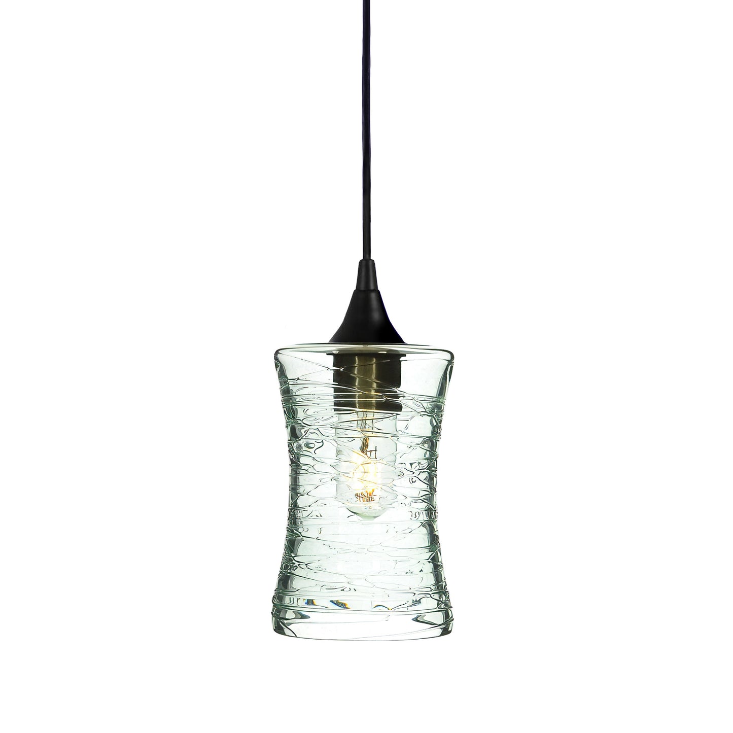 818 Single Pendant Light-Bicycle Glass Co-Matte Black - 4ft Cord-Spun-Eco Clear-Bicycle Glass Co
