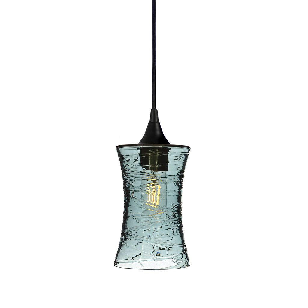 818 Single Pendant Light-Bicycle Glass Co-Matte Black - 4ft Cord-Spun-Slate Gray-Bicycle Glass Co