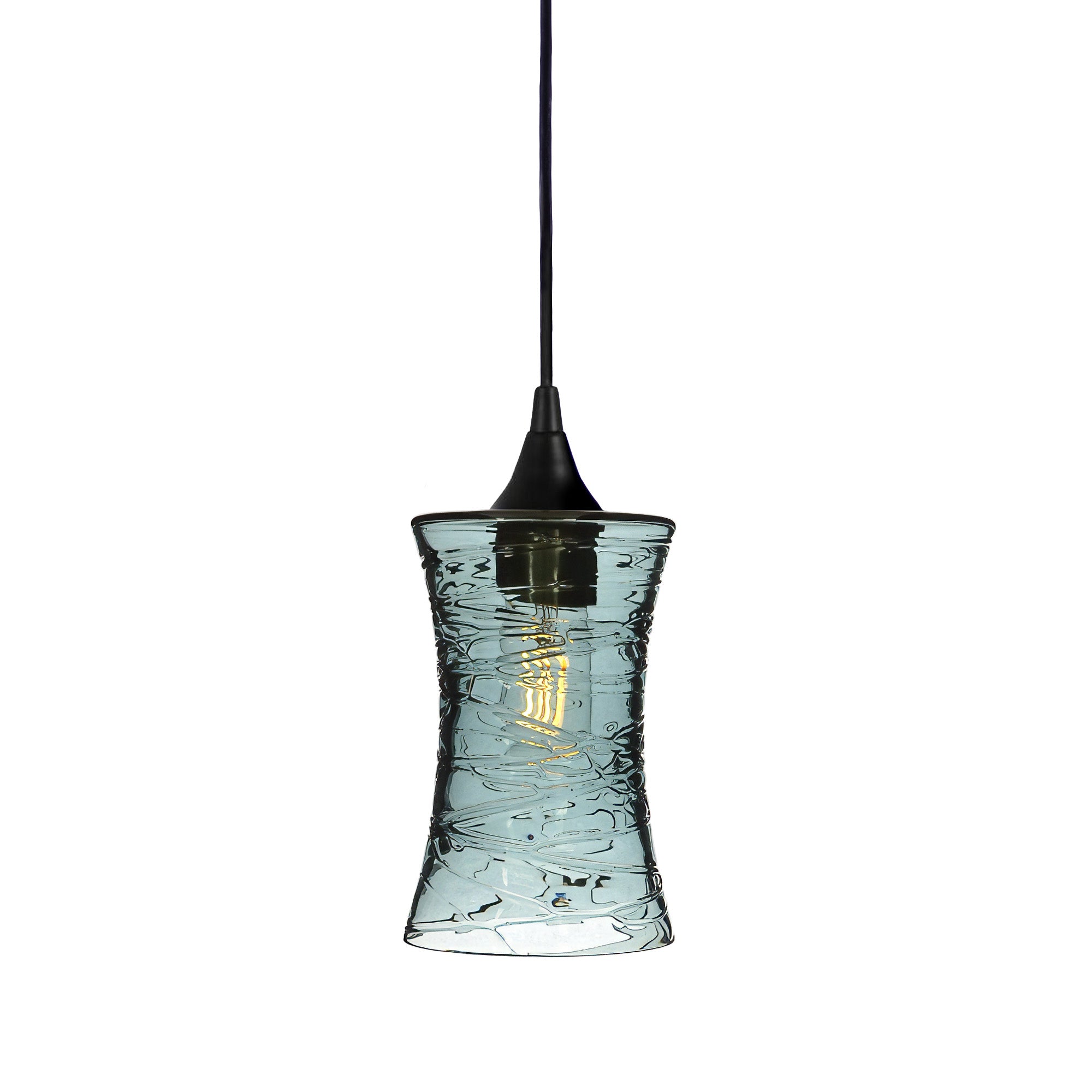818 Single Pendant Light-Bicycle Glass Co-Matte Black - 4ft Cord-Spun-Slate Gray-Bicycle Glass Co