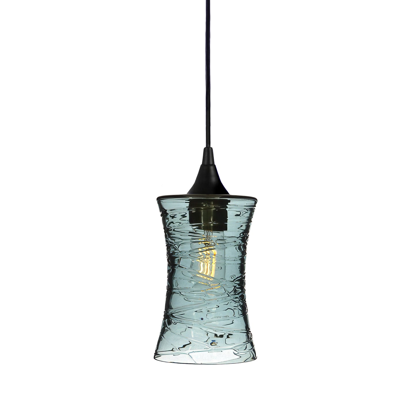 818 Single Pendant Light-Bicycle Glass Co-Matte Black - 4ft Cord-Spun-Slate Gray-Bicycle Glass Co