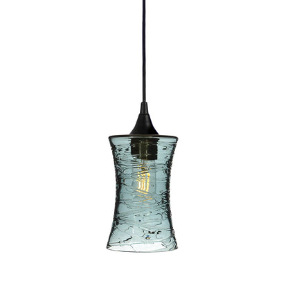 818 Single Pendant Light-Bicycle Glass Co-Matte Black - 4ft Cord-Spun-Slate Gray-Bicycle Glass Co