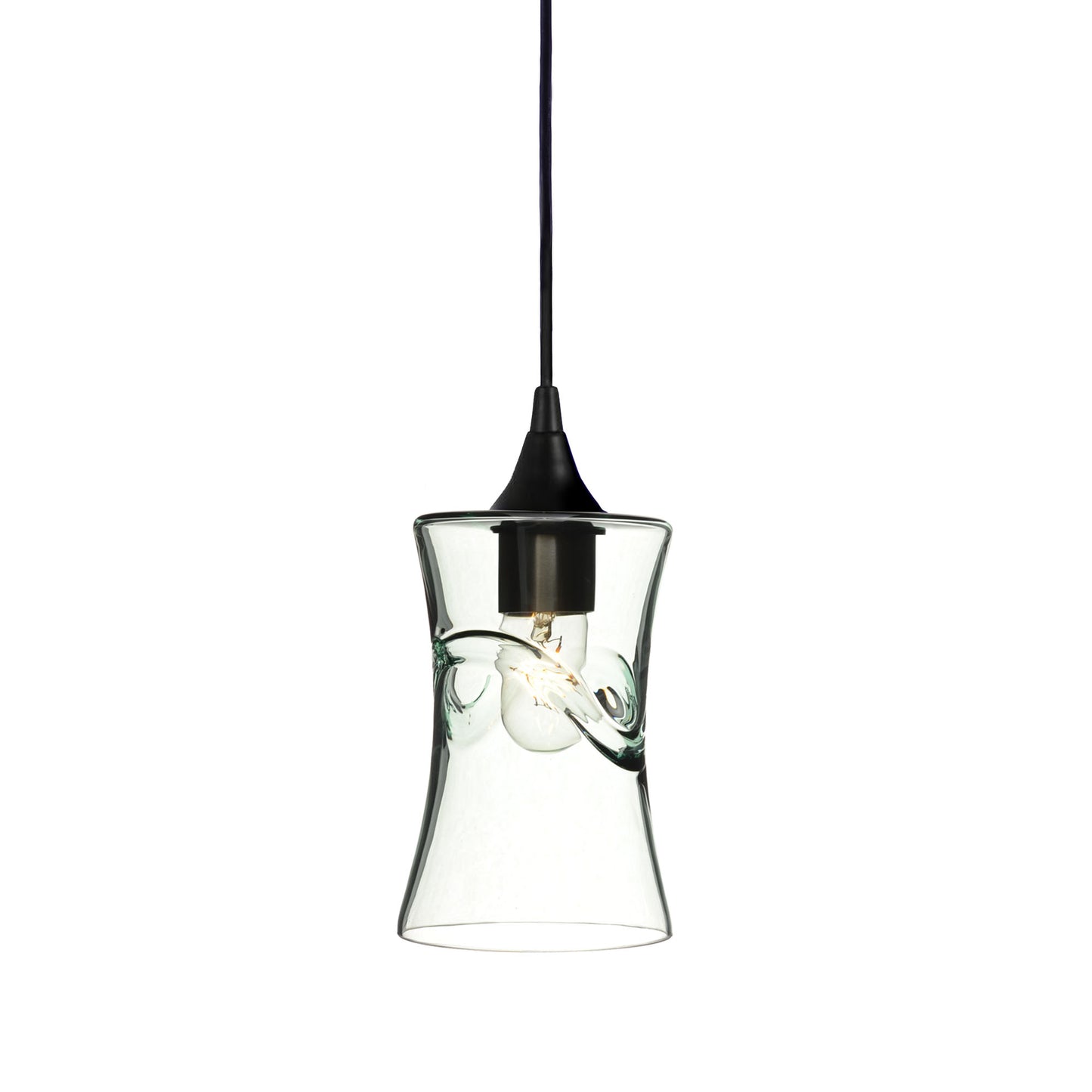 818 Single Pendant Light-Bicycle Glass Co-Matte Black 15ft Cord + Track Mount-Swell-Eco Clear-Bicycle Glass Co