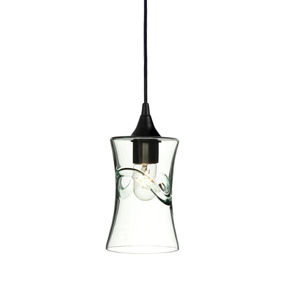 818 Single Pendant Light-Bicycle Glass Co-Matte Black 15ft Cord + Track Mount-Swell-Eco Clear-Bicycle Glass Co
