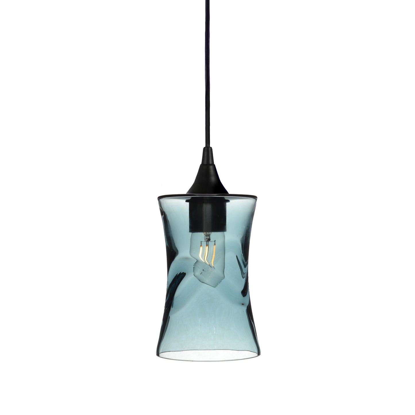 818 Single Pendant Light-Bicycle Glass Co-Matte Black 15ft Cord + Track Mount-Swell-Slate Gray-Bicycle Glass Co