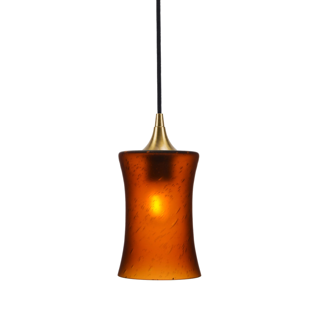 818 Single Pendant Light-Bicycle Glass Co-Polished Brass - 4ft Cord-Celestial-Golden Amber-Bicycle Glass Co