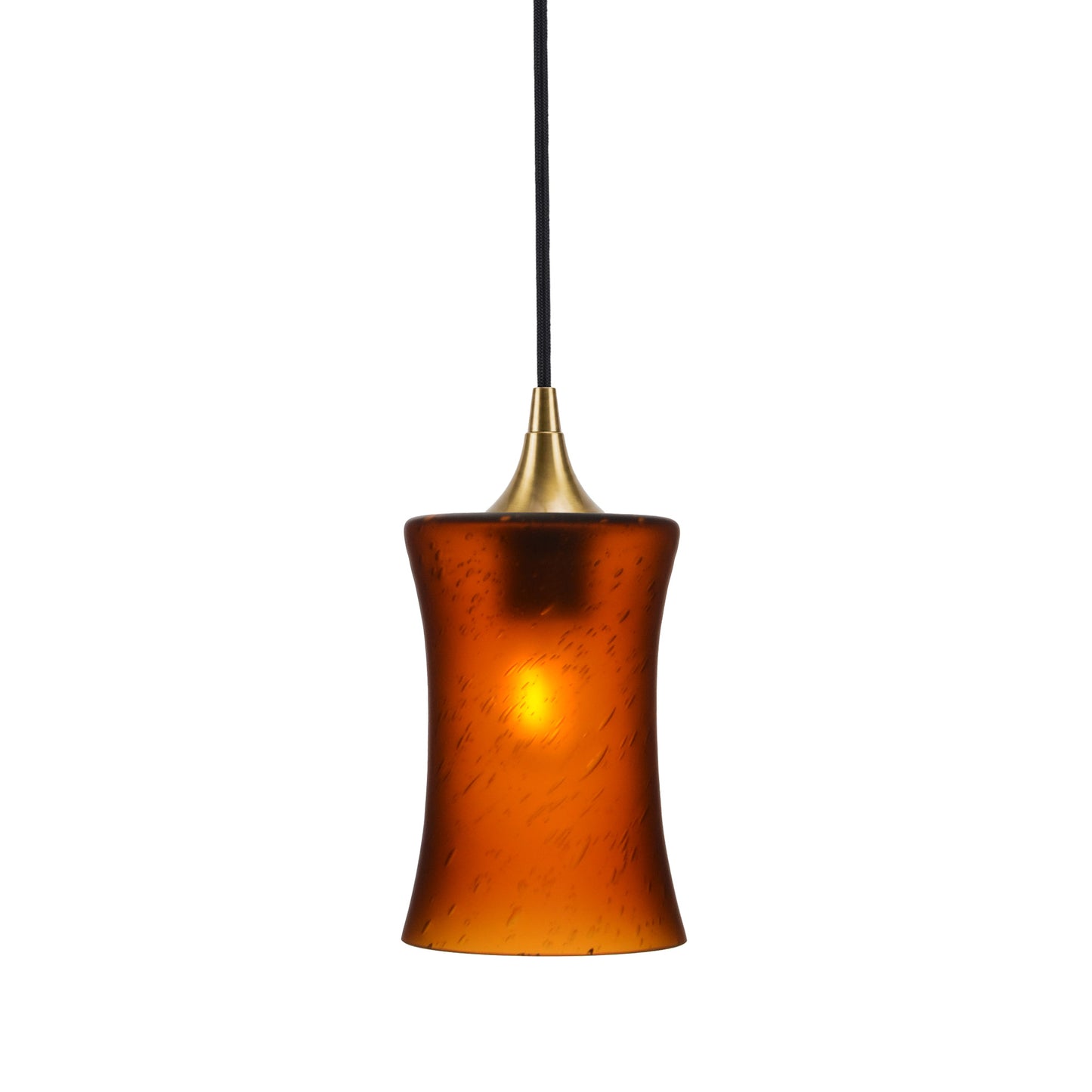 818 Single Pendant Light-Bicycle Glass Co-Polished Brass - 4ft Cord-Celestial-Golden Amber-Bicycle Glass Co
